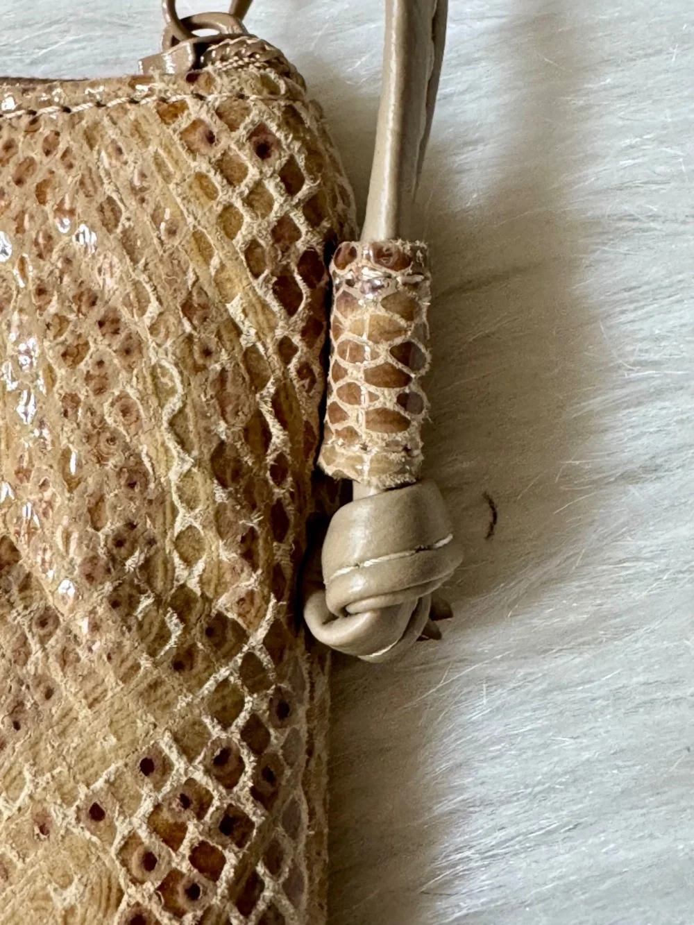 Snakeskin Embossed Mini Shoulder Bag Beige Neutral Y2K-inspired‎ silhouette